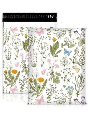 10Pk 10x13 Vintage Wildflowers & Butterflies Poly Mailers